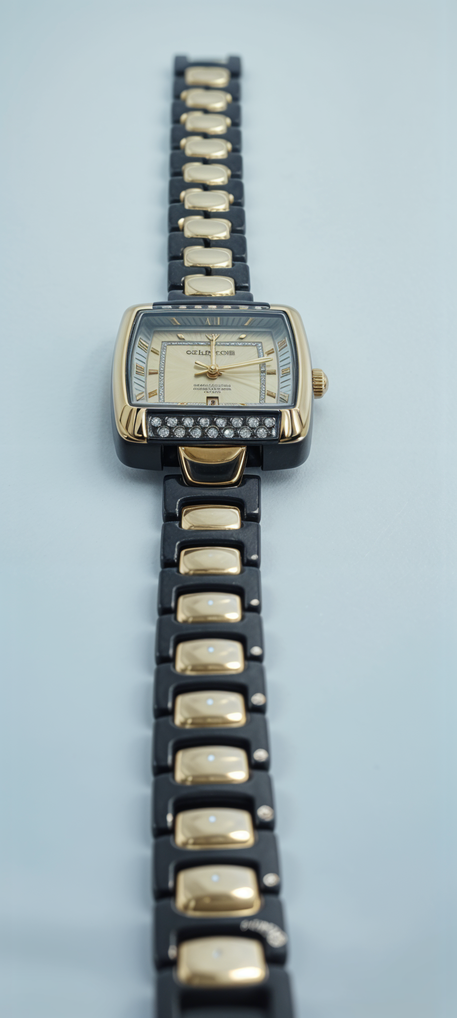 Coal and Gold Diamond-Embellished Square Dial Watch For Women