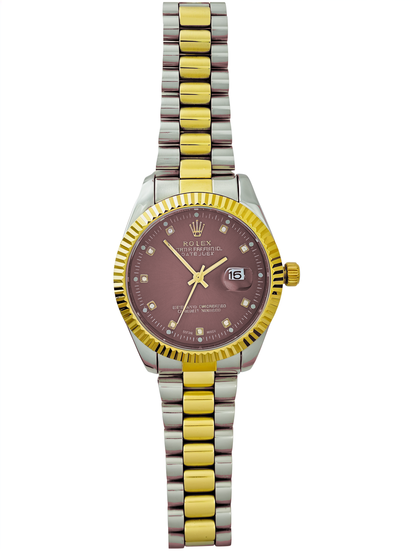 Gold & Silver Red Dial R-Branded Watch For Men