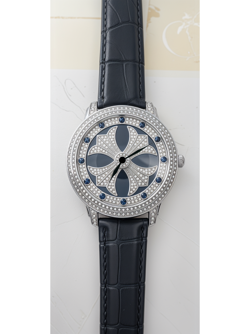 Iced Out Tetra Spinner Strap Watch For Men
