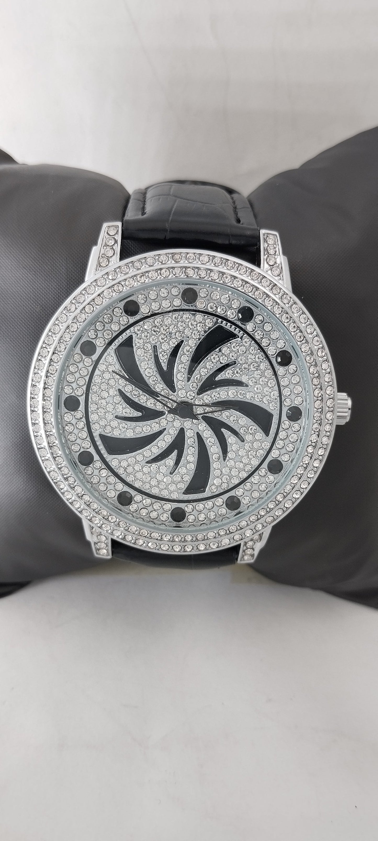 Iced Out Penta Spinner Strap Watch For Men