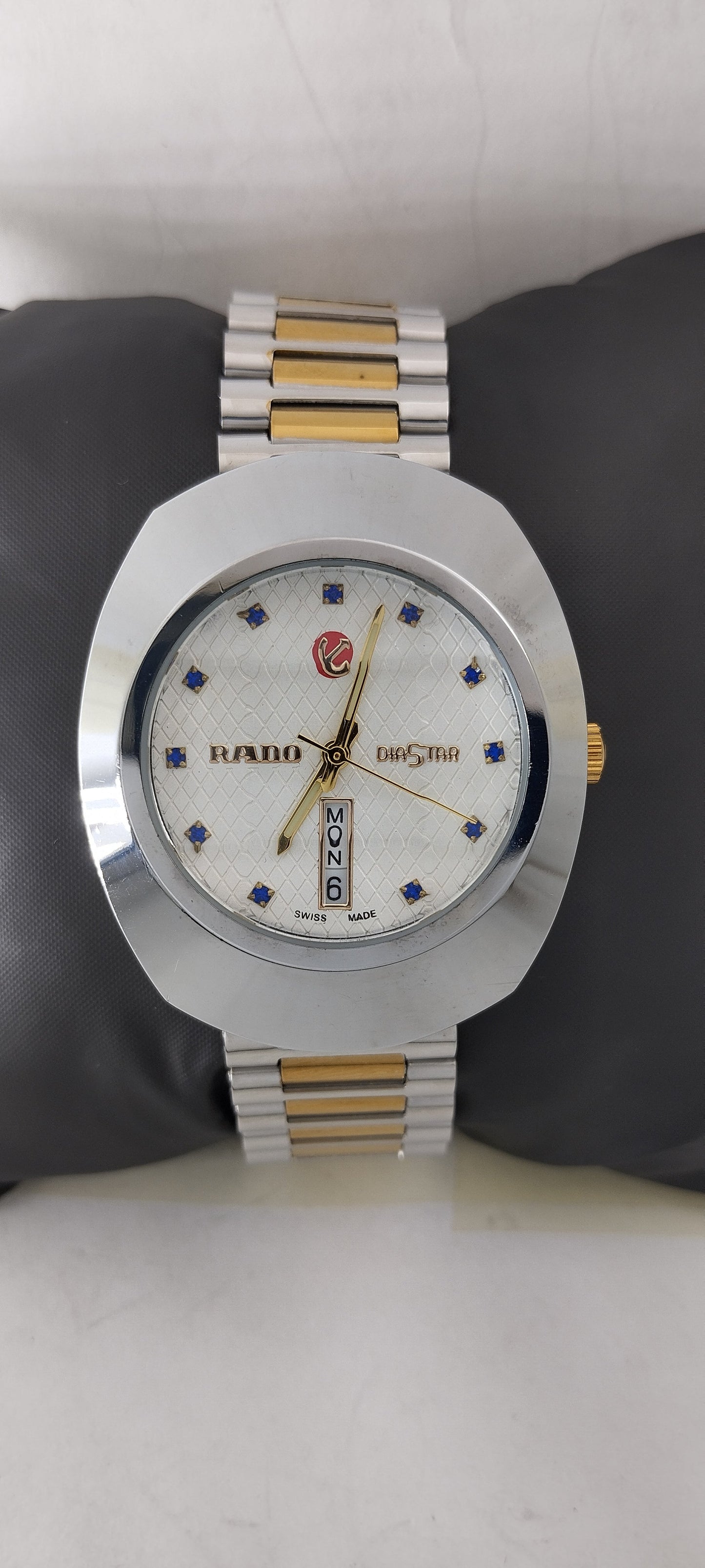 Gold & Silver White Dial With Blue Diamonds RDO-Branded Watch For Men