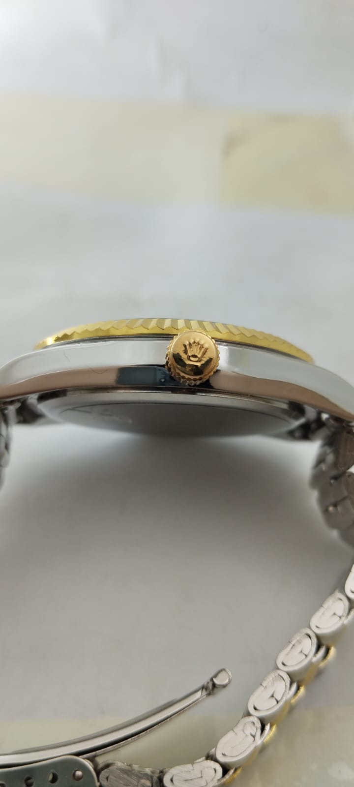 Gold & Silver Red Dial R-Branded Watch For Men
