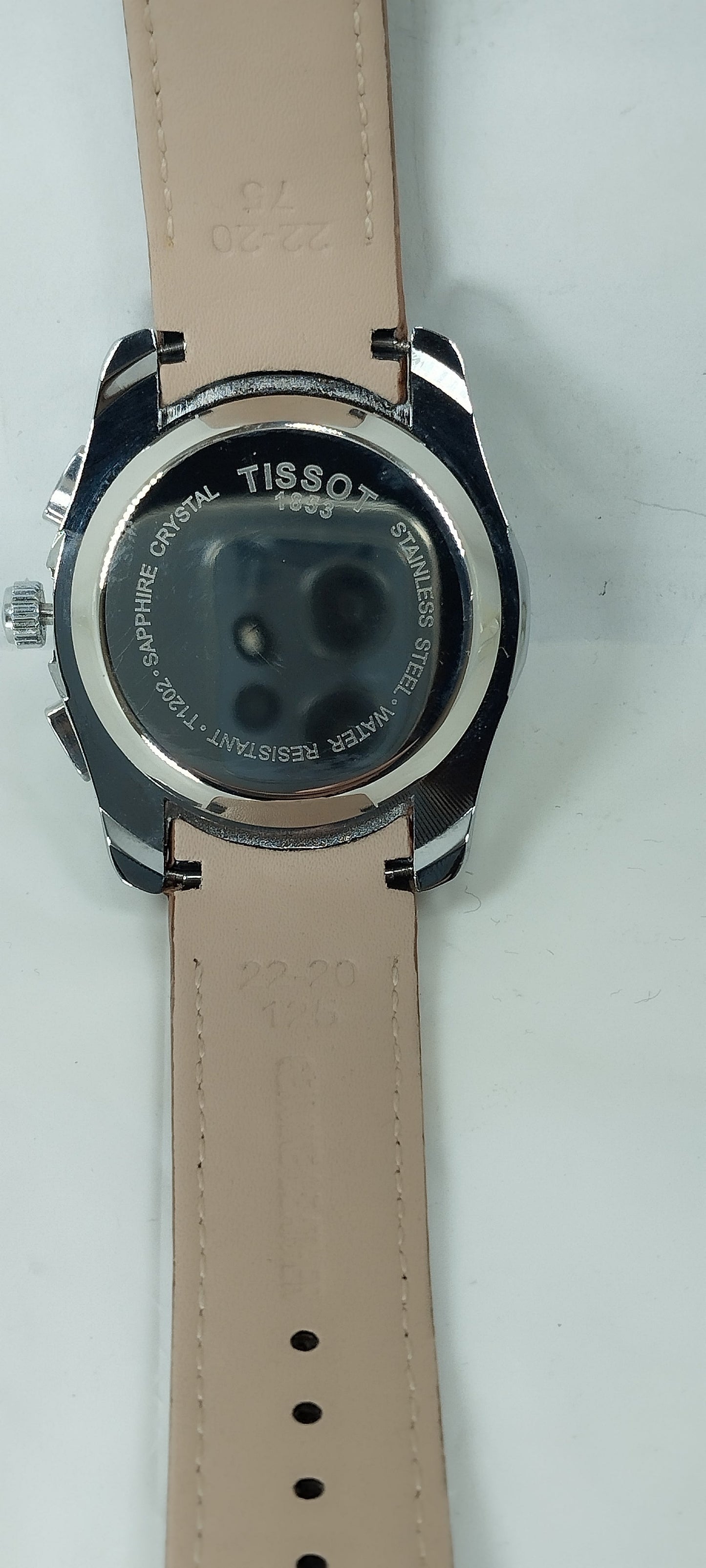 Chronographic T-Branded White Dial Leather Strap Watch For Men