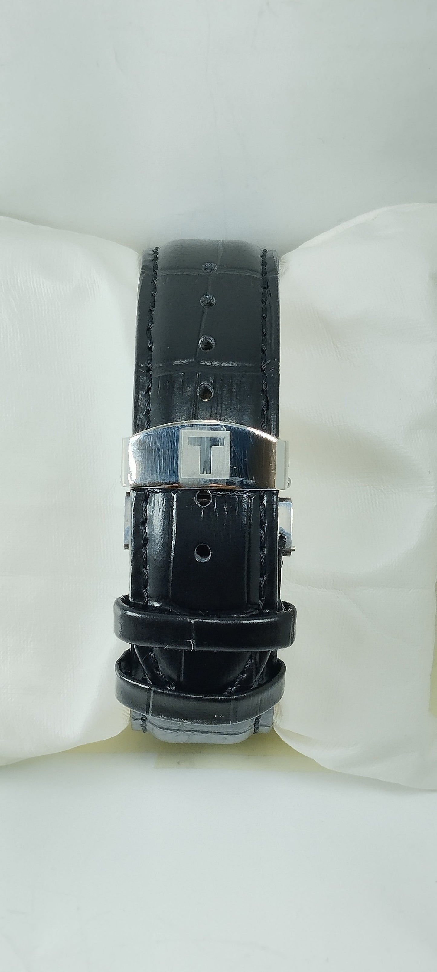 Chronographic T-Branded Black & Rose Gold Dial Leather Strap Watch For Men