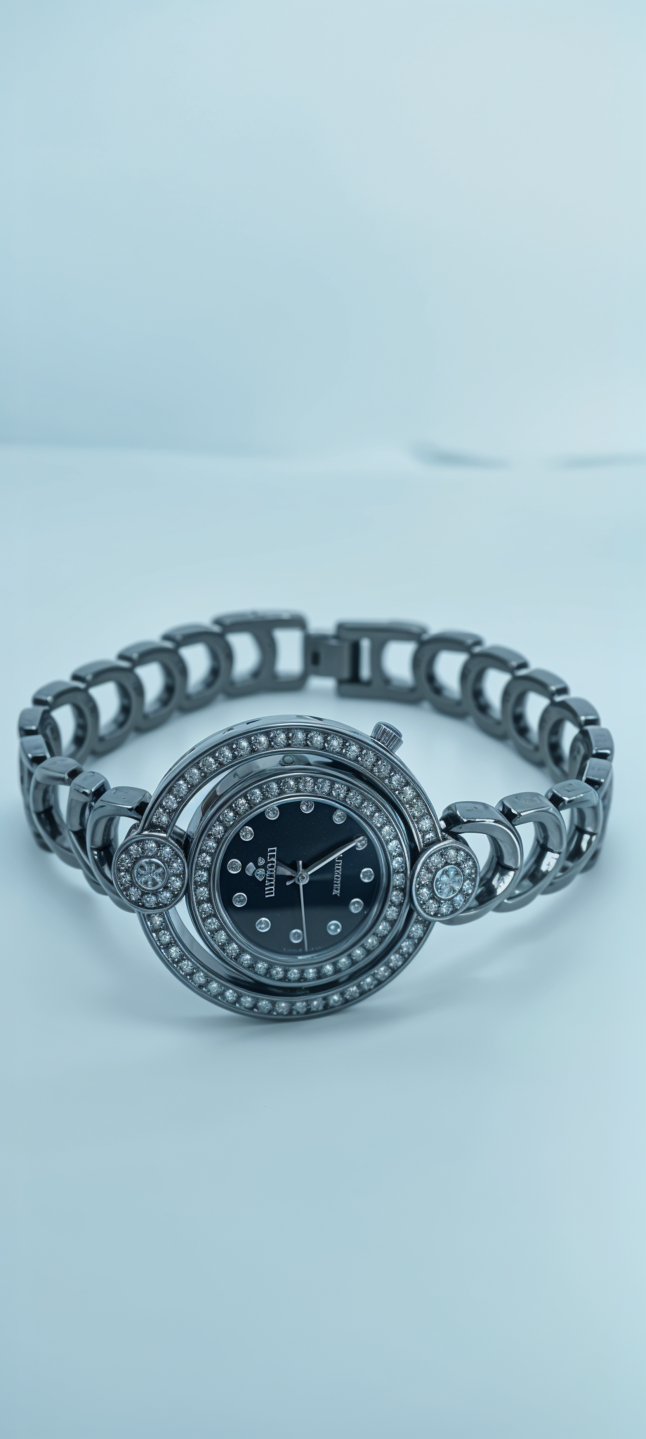 Onyx Black Diamond-Accented Dual Bezel Watch For Women