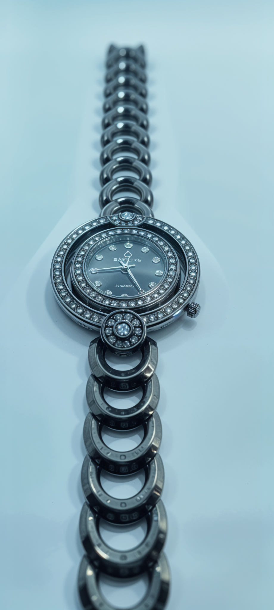 Onyx Black Diamond-Accented Dual Bezel Watch For Women