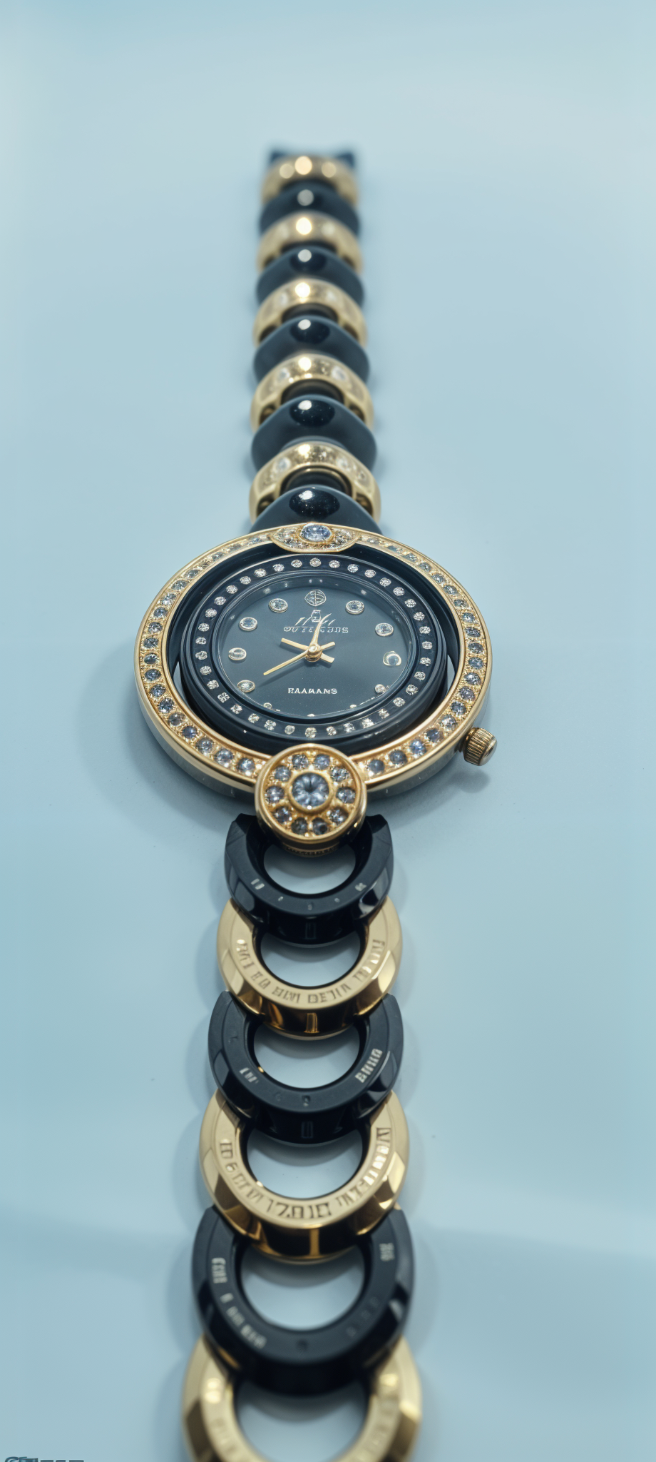 Ebony & Gold Diamond-Accented Dual Bezel Watch For Women