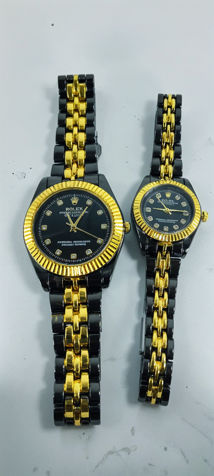 Gold & Black R-Branded Pair Watch For Two