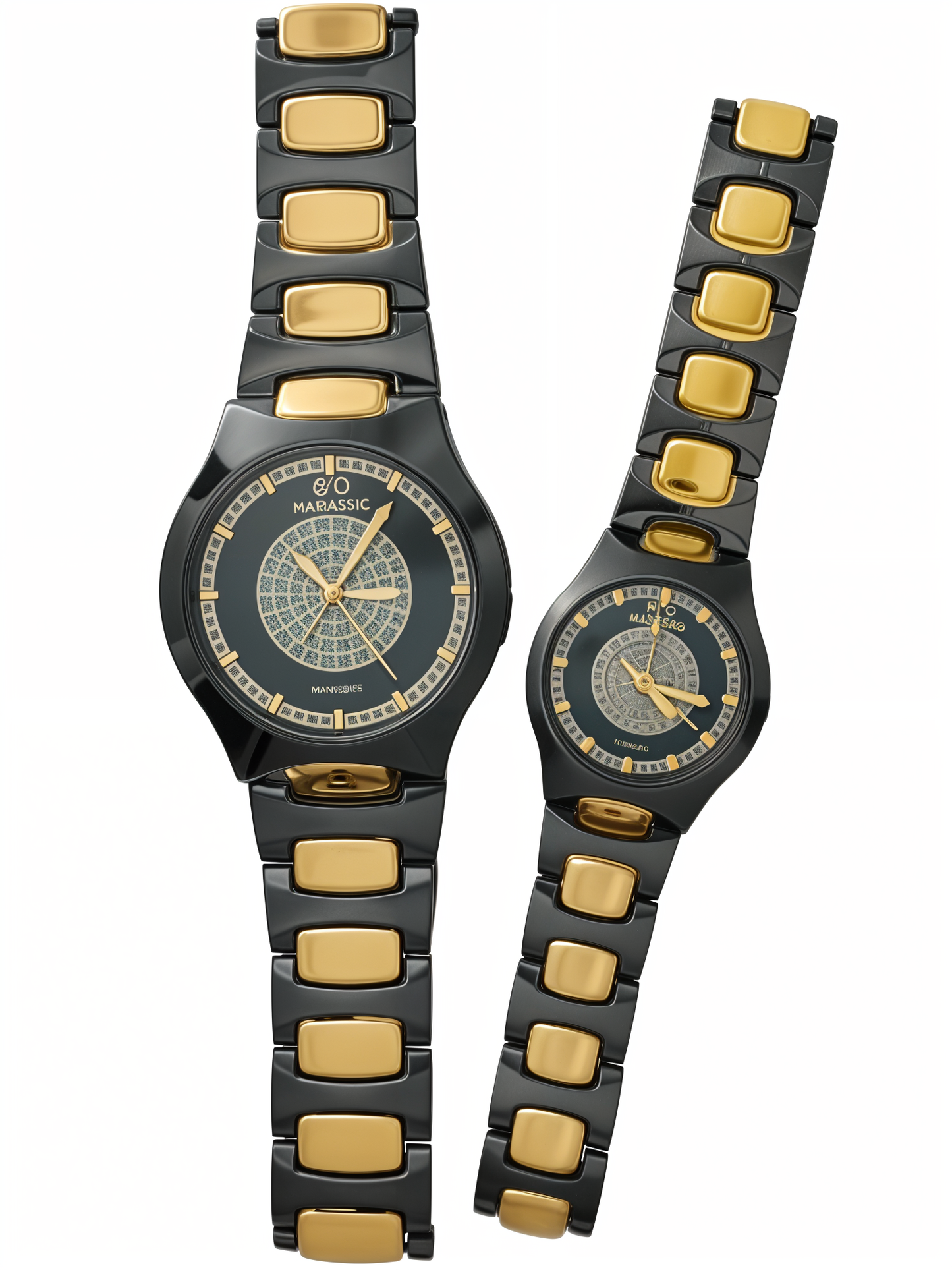 Gold & Black Pair Watch For Two