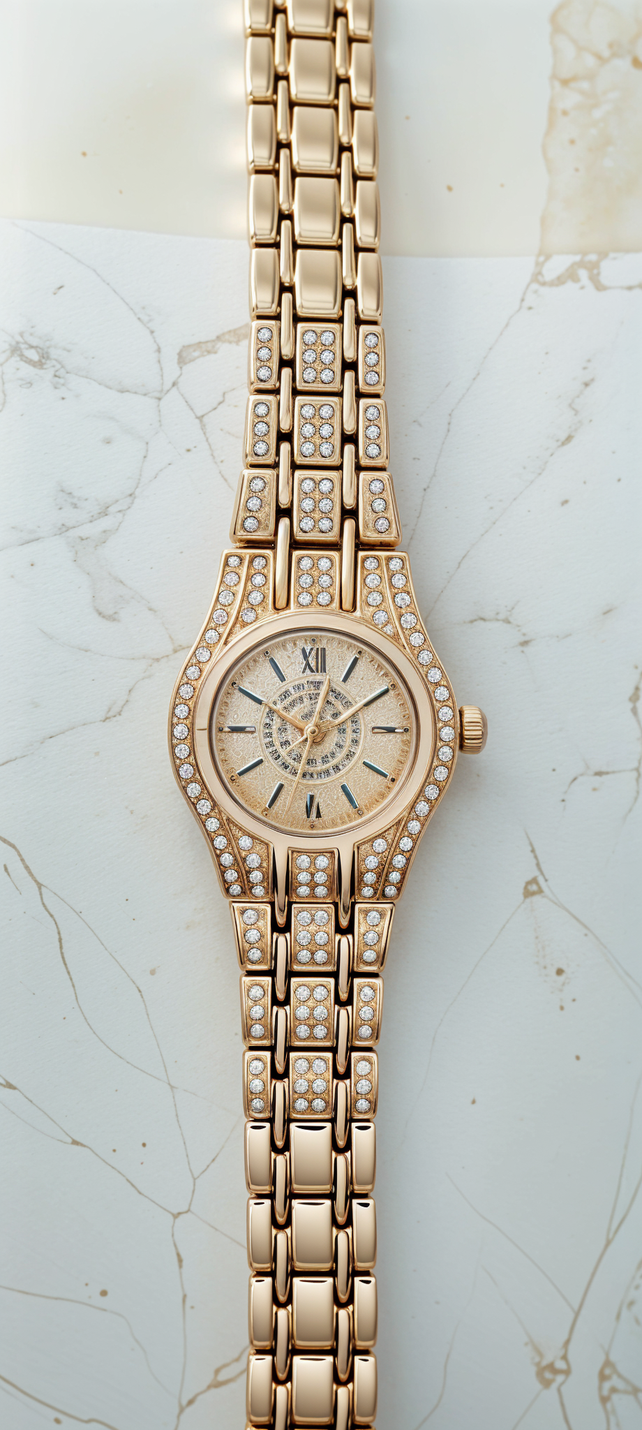 Opulent Gold Diamond-Accented Chain Watch For Women