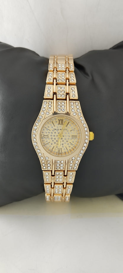 Opulent Gold Diamond-Accented Chain Watch For Women