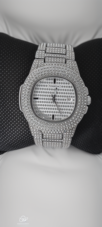 Iced Out Silver Diamonds PP Automatic Watch For Men