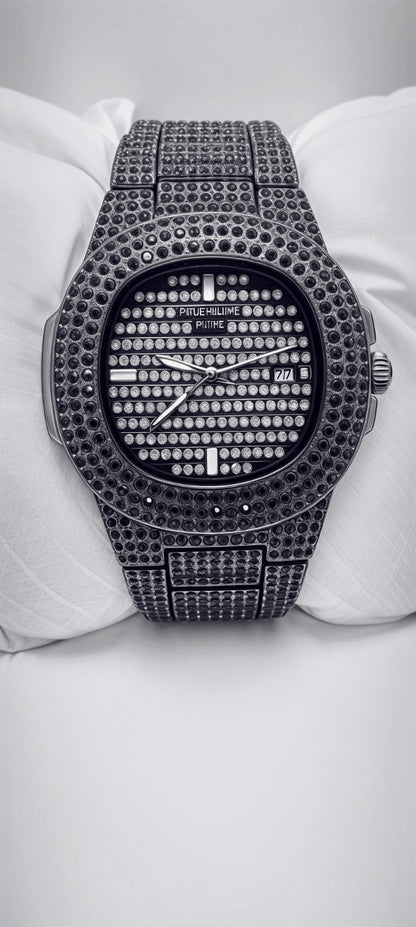 Iced Out Black Diamonds PP Automatic Watch For Men