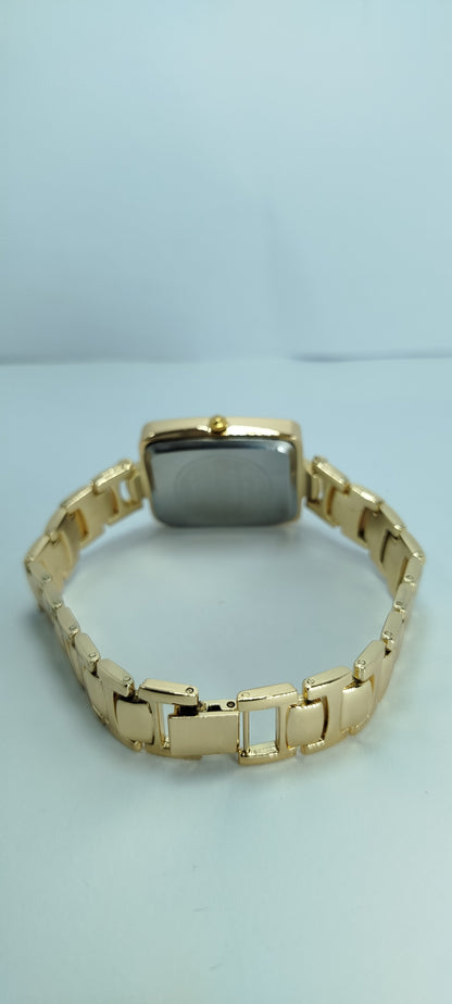 Glamorous Gold Diamond-Embellished Square Dial Watch For Women