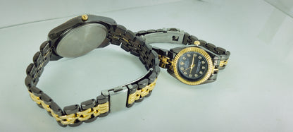 Gold & Black R-Branded Pair Watch For Two