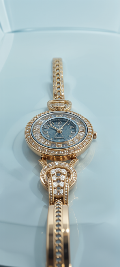 Royal Rose Gold Diamond Watch For Women