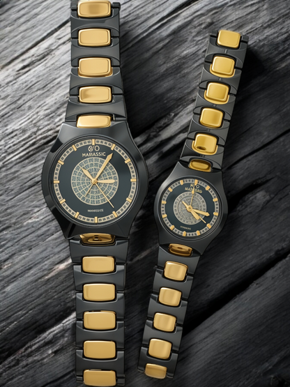 Gold & Black Pair Watch For Two