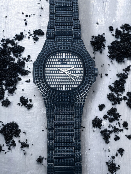 Iced Out Black Diamonds PP Automatic Watch For Men